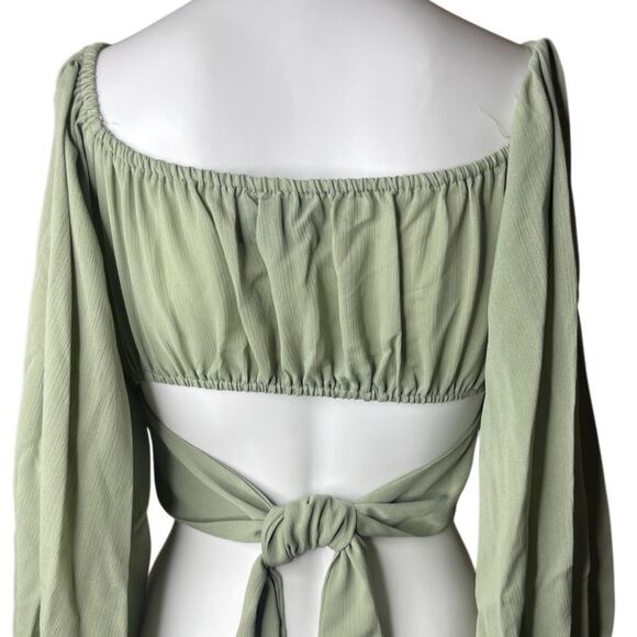 Parallel Lines Elegant Sage Green Women's Cropped Top Size 8 - Picture 4 of 4